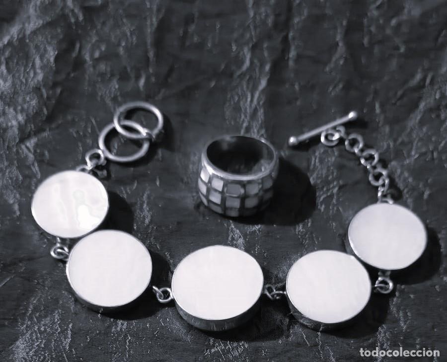 Joyeria: Pulsera y anillo de plata de Ley 925 y madreperla - Foto 1
