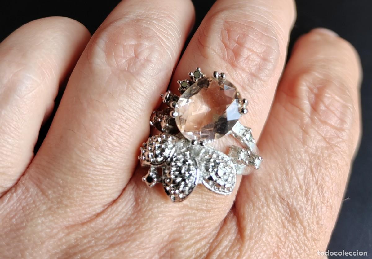 Joyeria: Anillo con Morganita, Plata de Ley y Oro - Foto 2