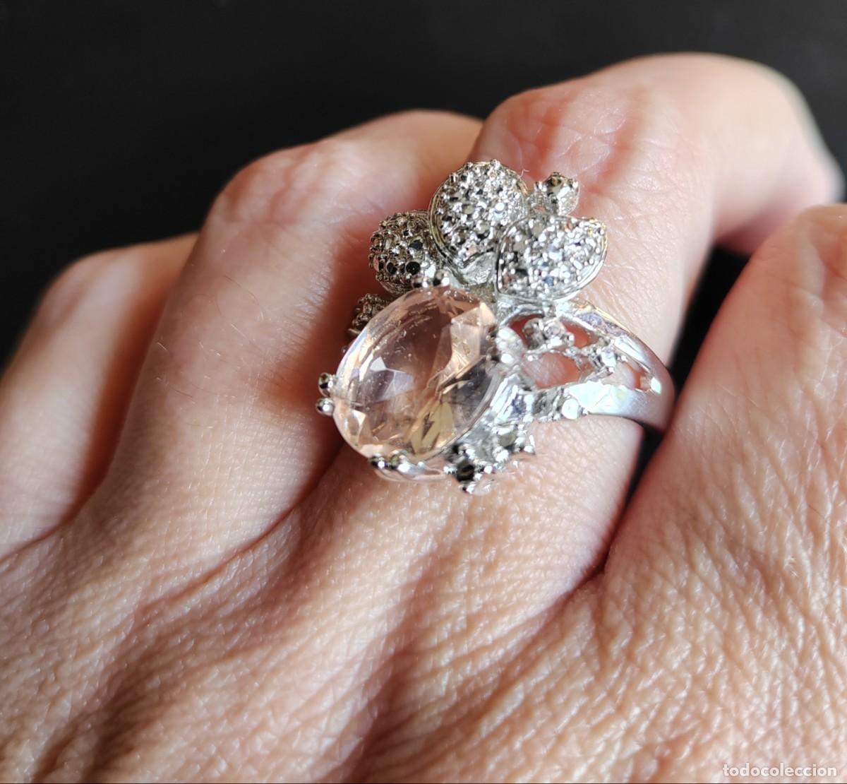 Joyeria: Anillo con Morganita, Plata de Ley y Oro - Foto 3