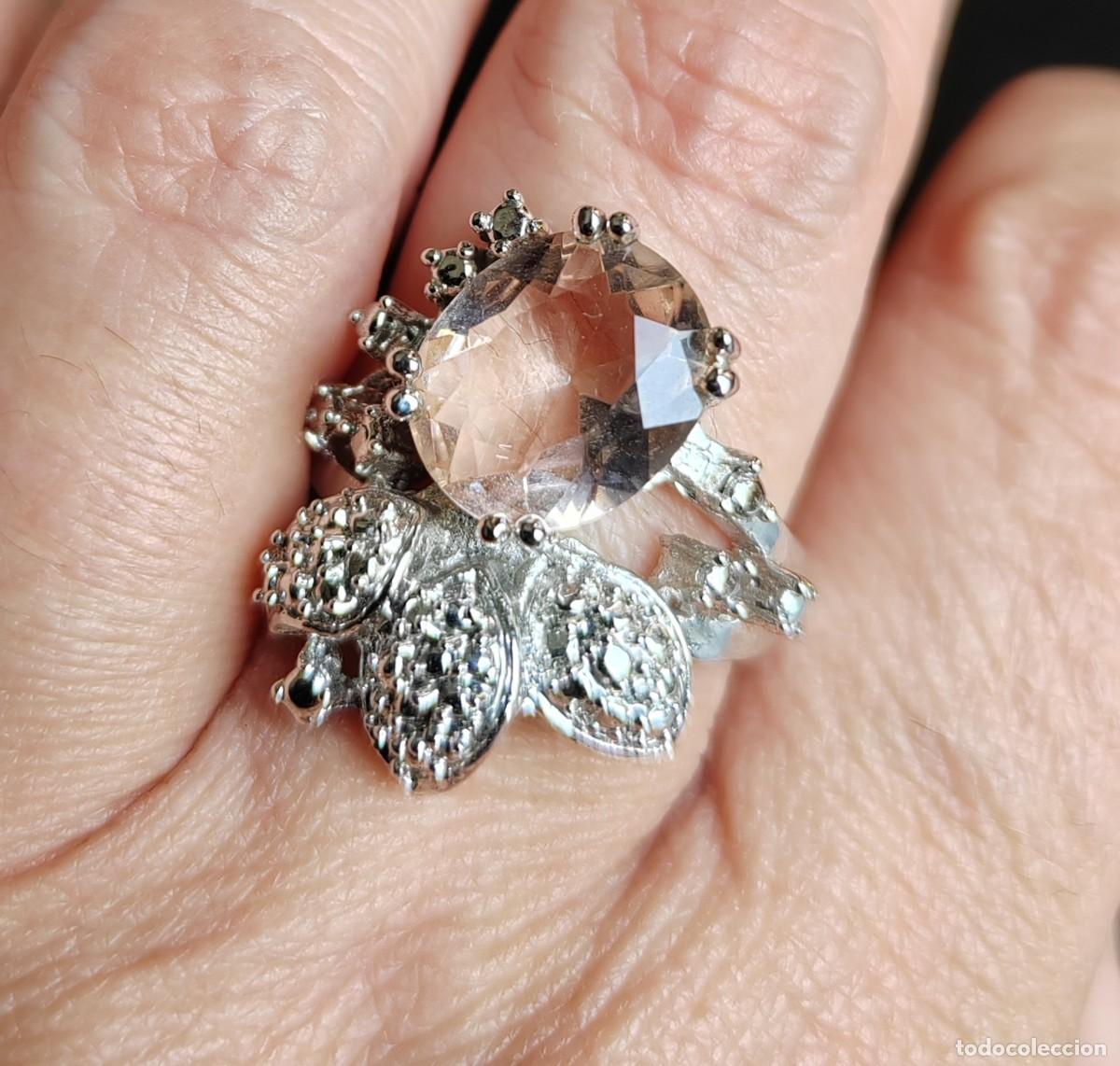 Joyeria: Anillo con Morganita, Plata de Ley y Oro - Foto 5
