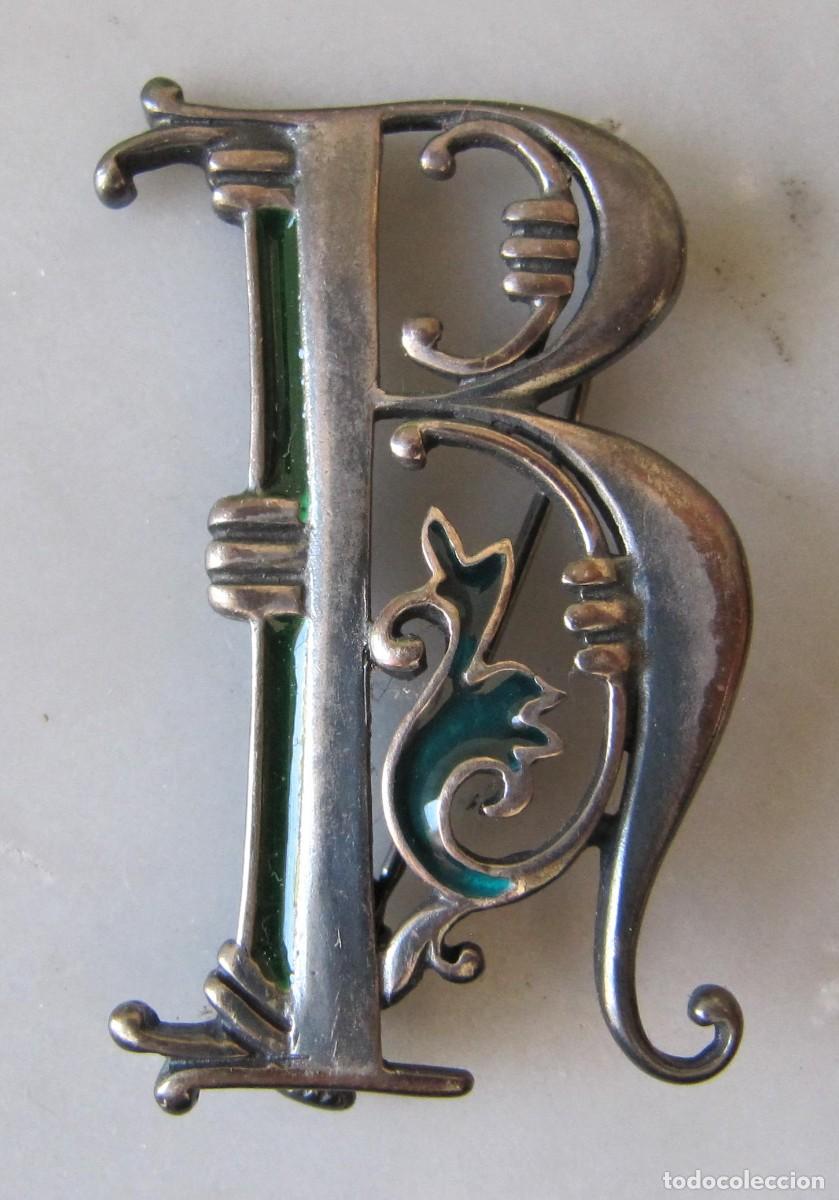 Joyeria: Broche plata y esmalte letra B firmado - Foto 1