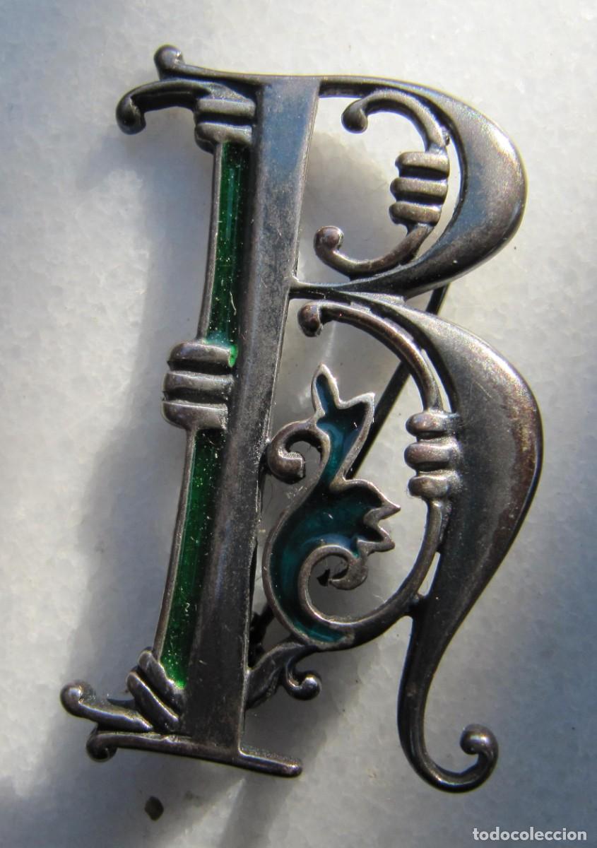 Joyeria: Broche plata y esmalte letra B firmado - Foto 2