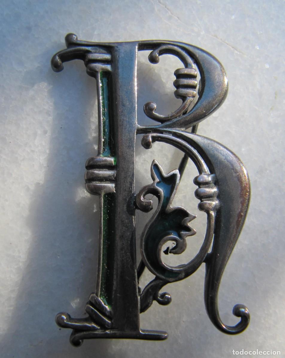 Joyeria: Broche plata y esmalte letra B firmado - Foto 3