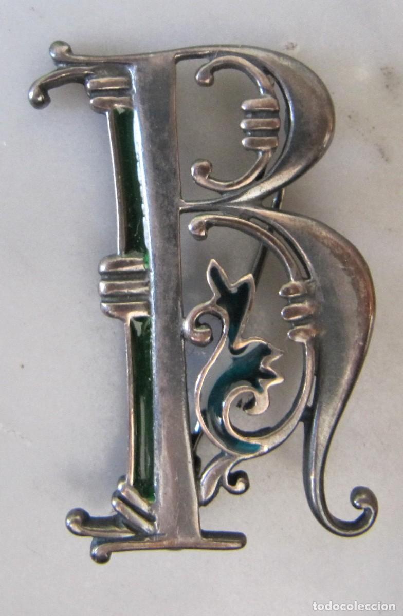 Joyeria: Broche plata y esmalte letra B firmado - Foto 6