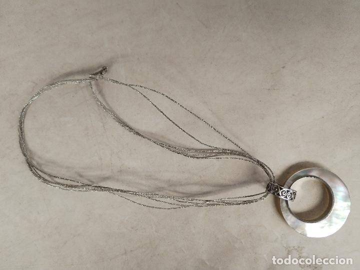 Joyeria: collar de hilos colgante plata y nacar - Foto 2