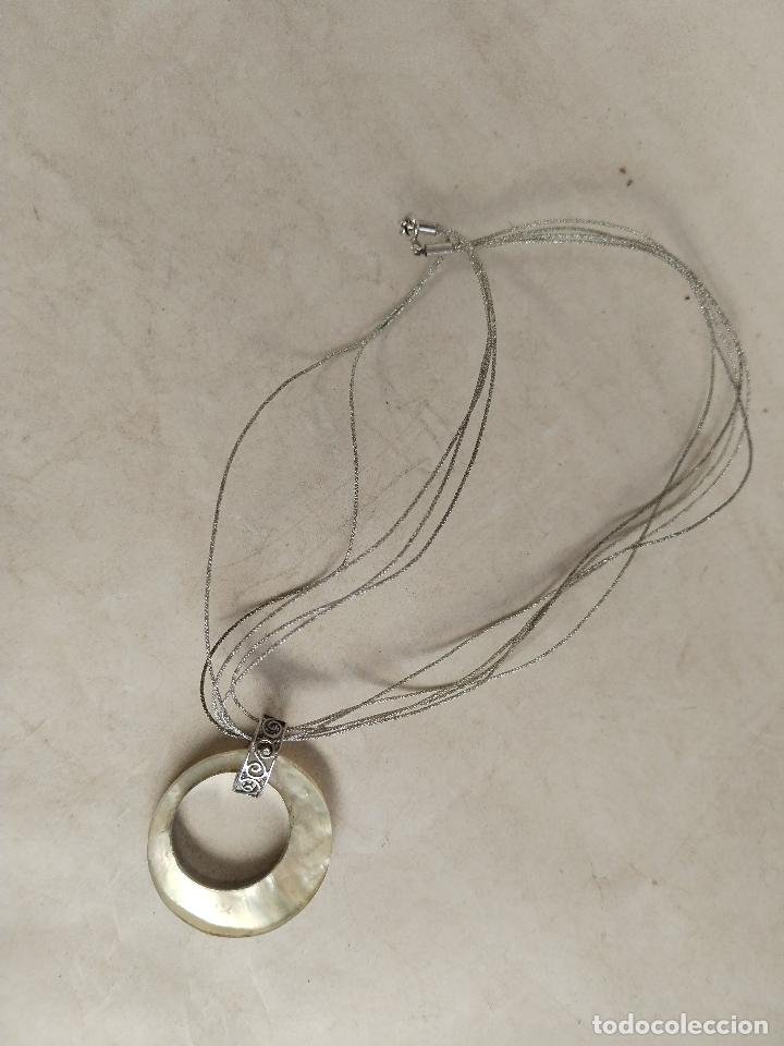 Joyeria: collar de hilos colgante plata y nacar - Foto 3