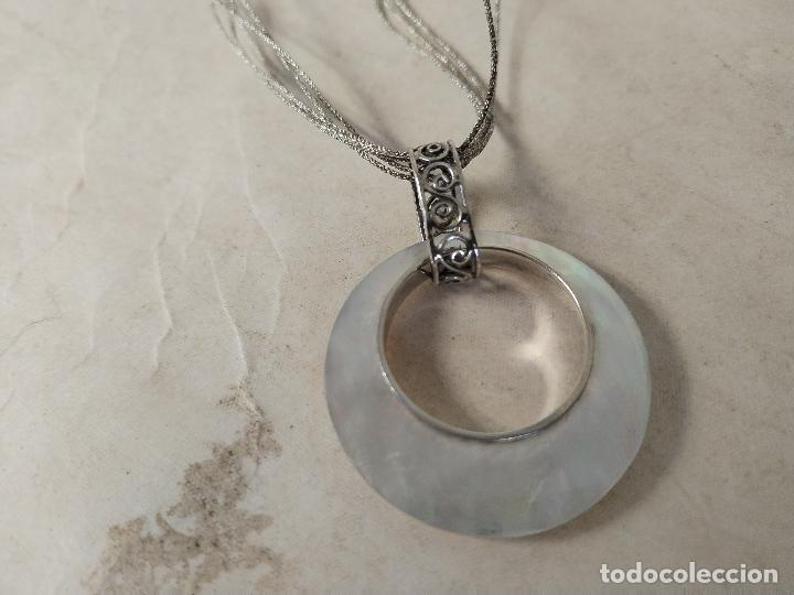 Joyeria: collar de hilos colgante plata y nacar - Foto 4