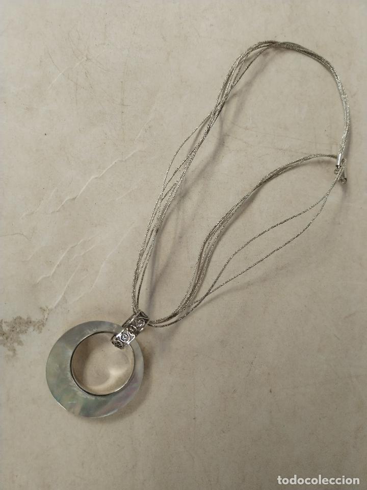 Joyeria: collar de hilos colgante plata y nacar - Foto 5