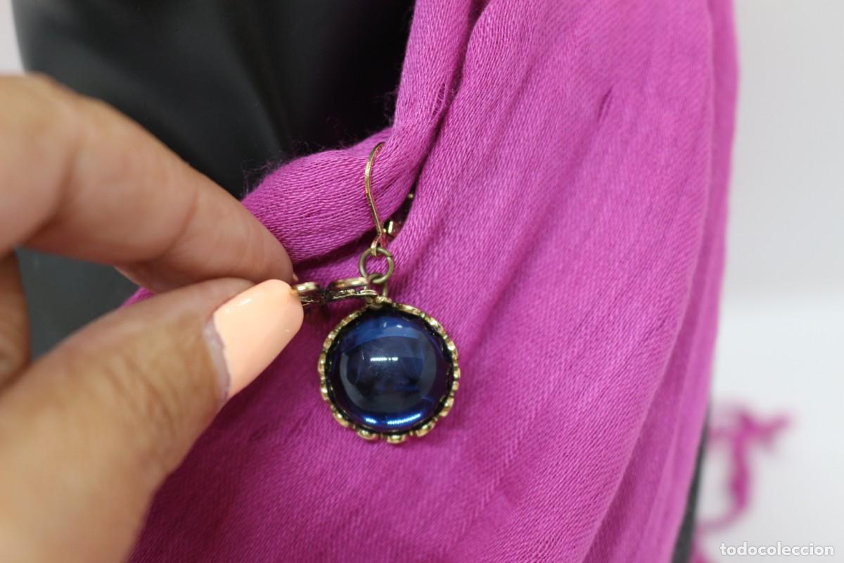 Joyeria: Par de pendientes de bisuter&iacute;a con piedras azules y lib&eacute;lula - Foto 5