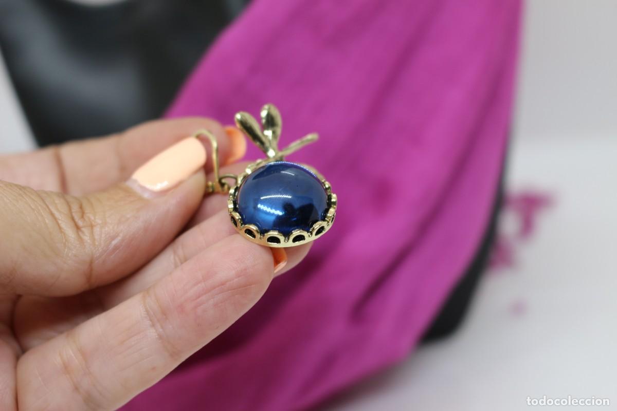 Joyeria: Par de pendientes de bisuter&iacute;a con piedras azules y lib&eacute;lula - Foto 9