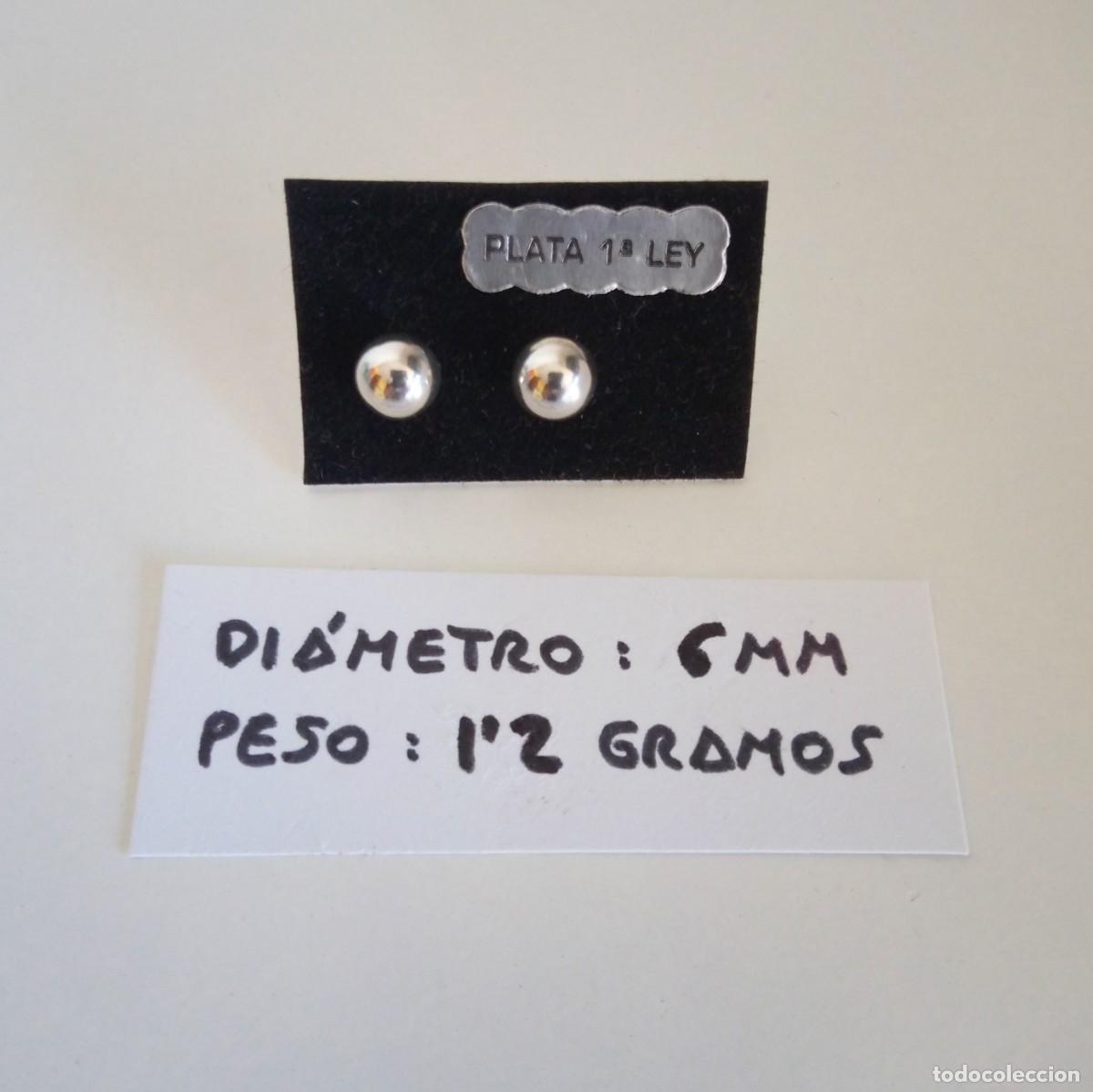 Joyeria: PENDIENTES DE PLATA DE LEY - BOLAS (6 MM) - NUEVOS - Foto 2