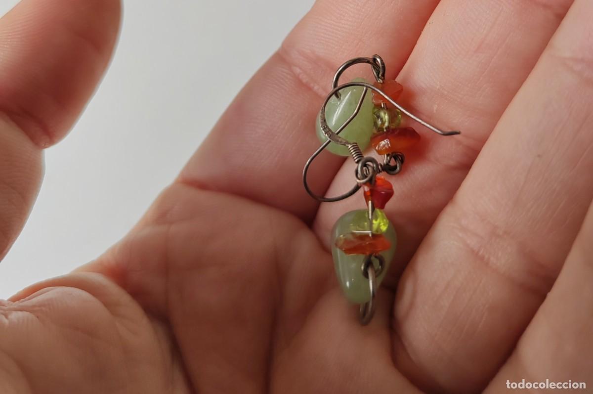 Joyeria: Pendientes Vintage en Plata de Ley y Jade - Foto 3