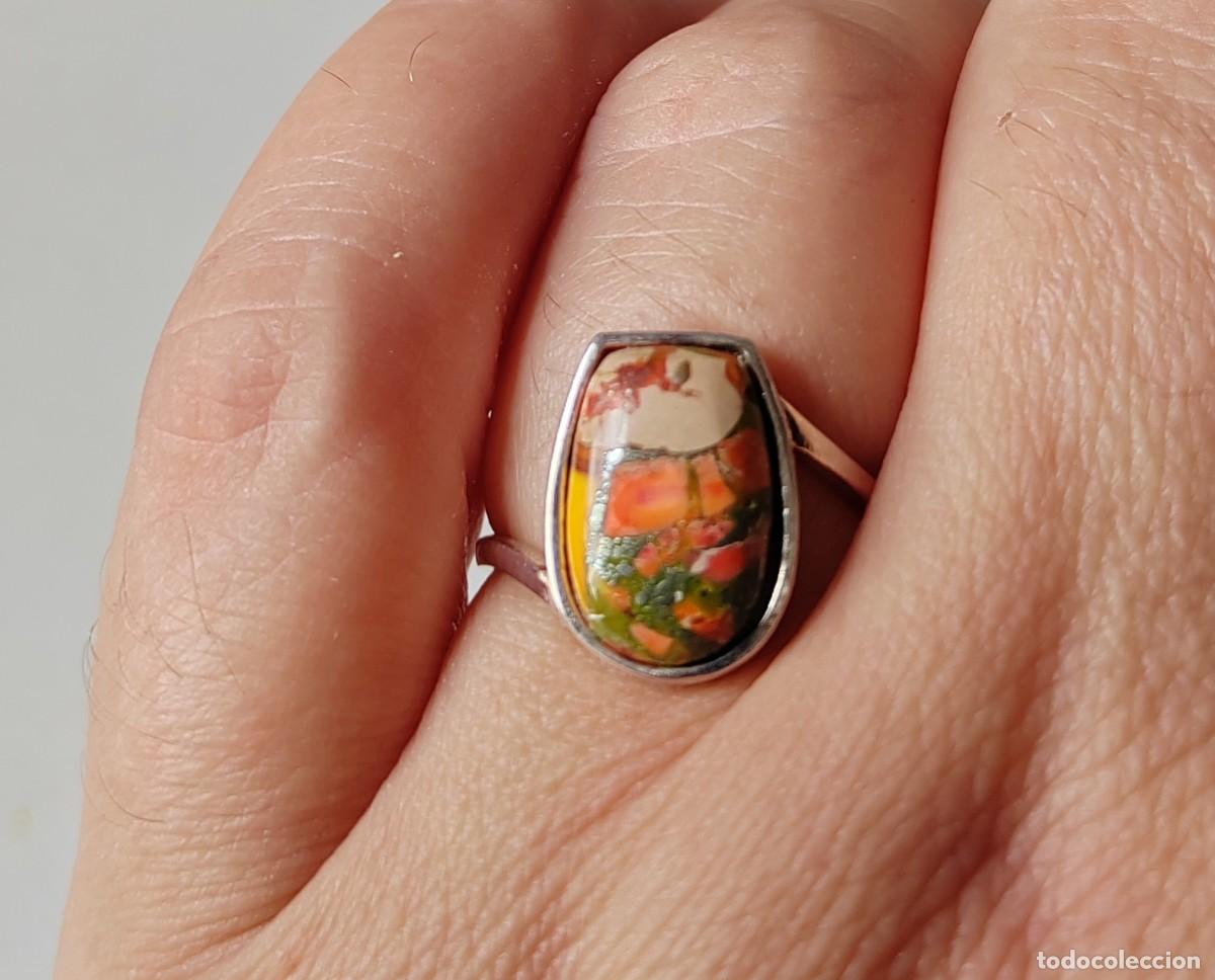 Joyeria: Anillo en Plata de Ley y Turquesa naranja - Foto 1