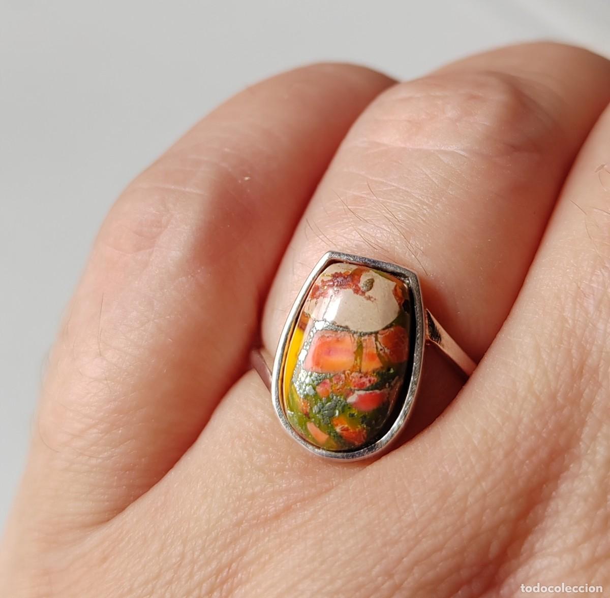 Joyeria: Anillo en Plata de Ley y Turquesa naranja - Foto 3