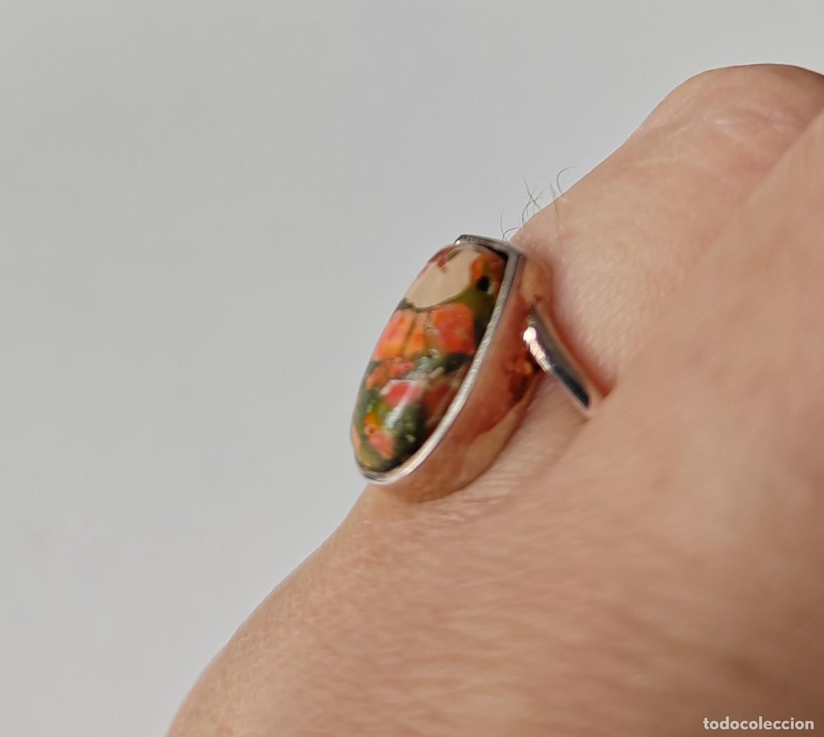 Joyeria: Anillo en Plata de Ley y Turquesa naranja - Foto 4