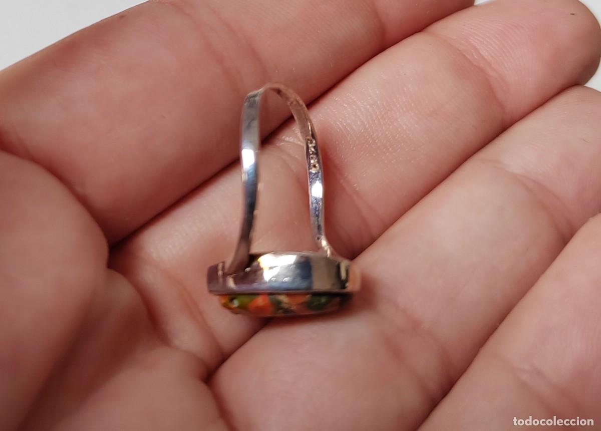Joyeria: Anillo en Plata de Ley y Turquesa naranja - Foto 8
