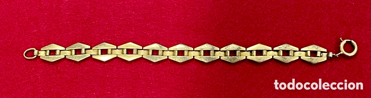 Joyeria: Antigua pulsera Art Dec&oacute; Chapada en oro. - Foto 2