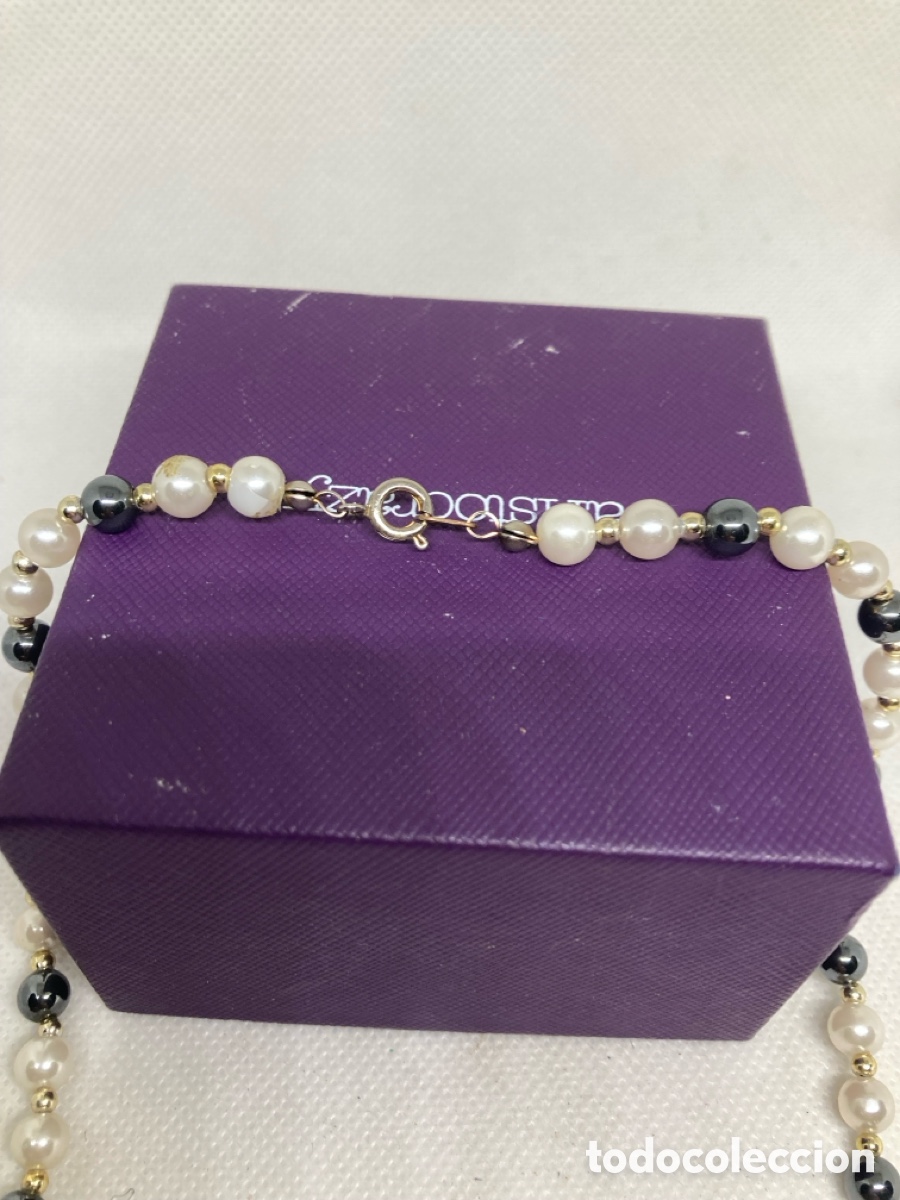 Joyeria: GARGANTILLA PERLAS BLANCAS Y NEGRAS VINTAGE - Foto 2