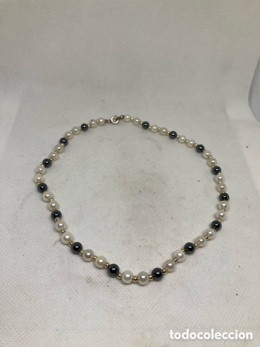Joyeria: GARGANTILLA PERLAS BLANCAS Y NEGRAS VINTAGE - Foto 3
