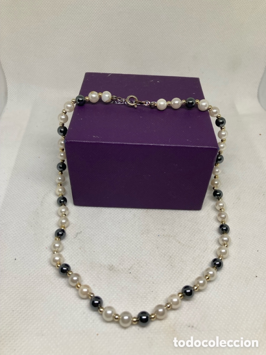 Joyeria: GARGANTILLA PERLAS BLANCAS Y NEGRAS VINTAGE - Foto 1