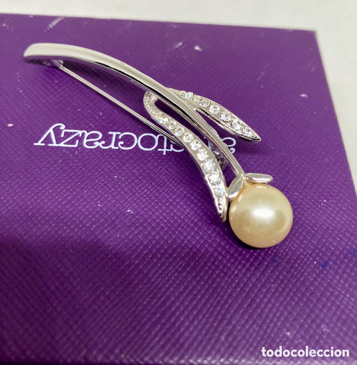 Joyeria: BROCHE CON PIEDRAS Y PERLA ANTIGUO - Foto 1