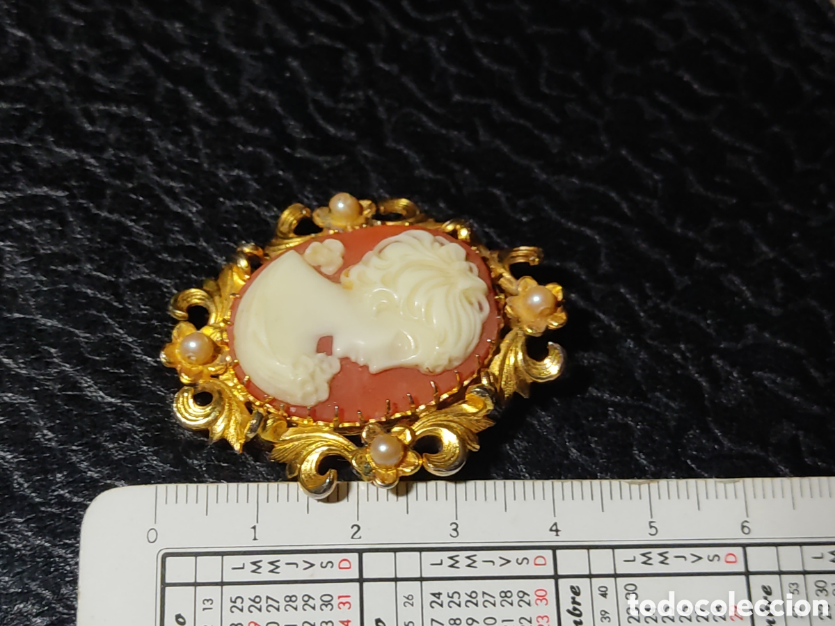 Joyeria: Broche camafeo con perlitas.Vintage. - Foto 3
