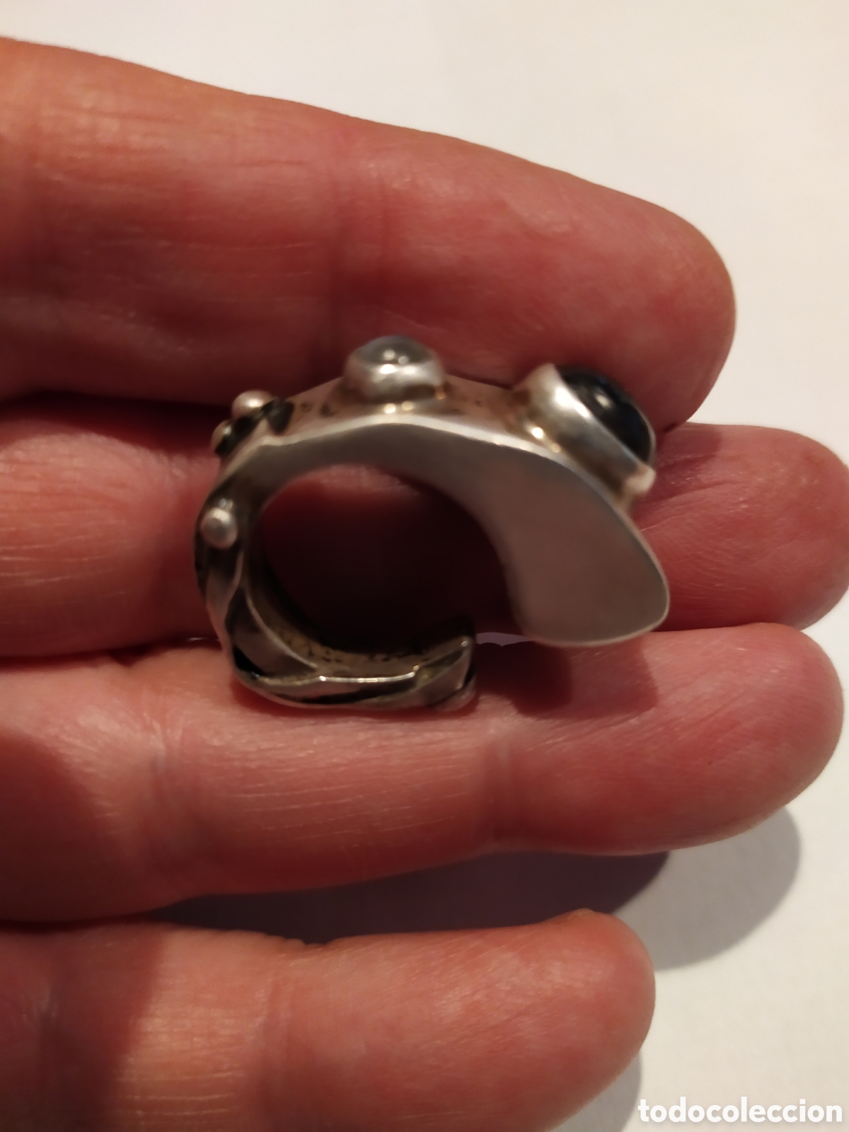 Joyeria: Original anillo de plata con dos piedras lunas. - Foto 2