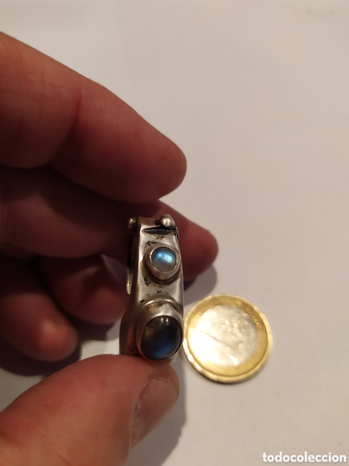 Joyeria: Original anillo de plata con dos piedras lunas. - Foto 4