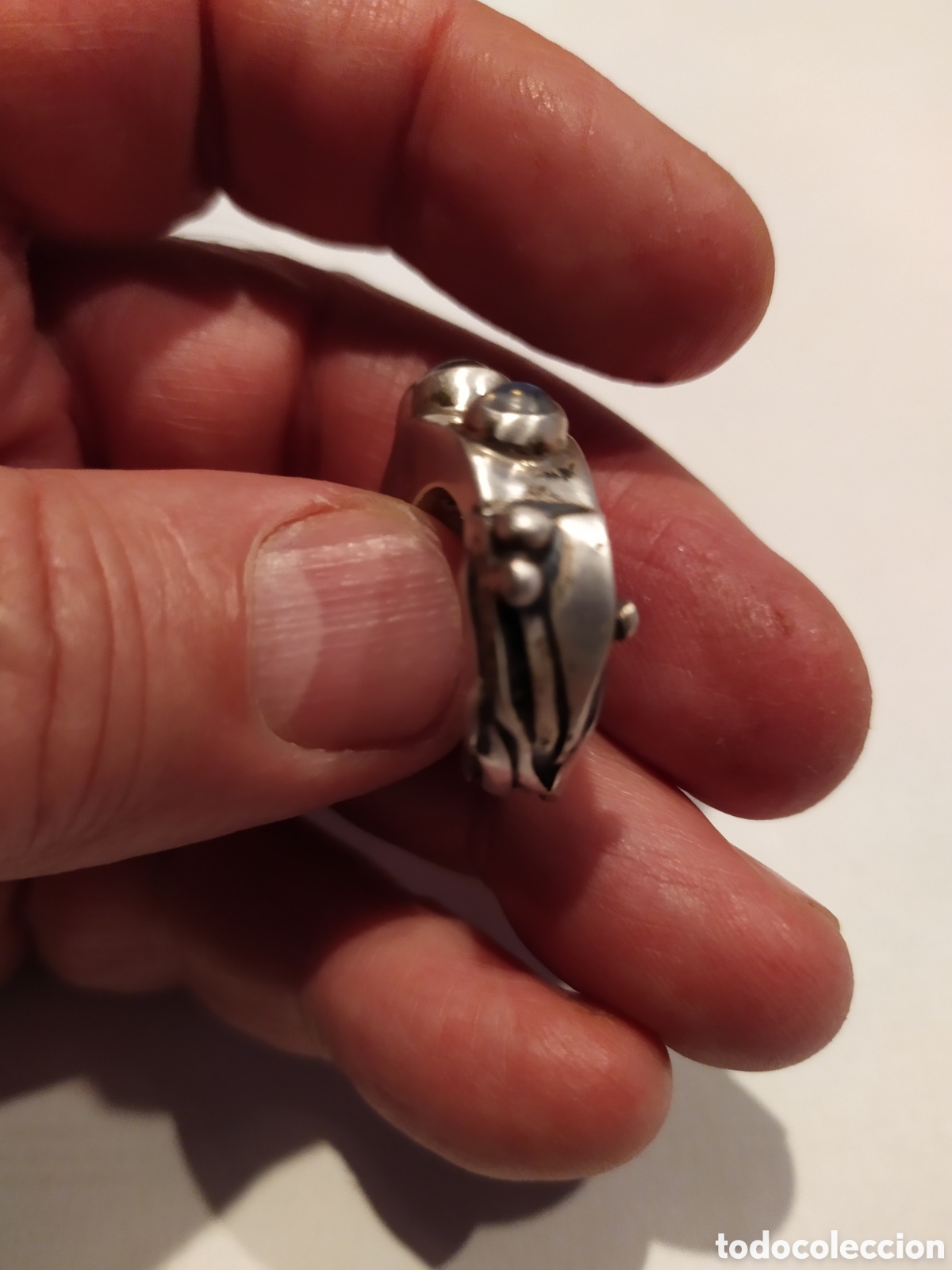 Joyeria: Original anillo de plata con dos piedras lunas. - Foto 5