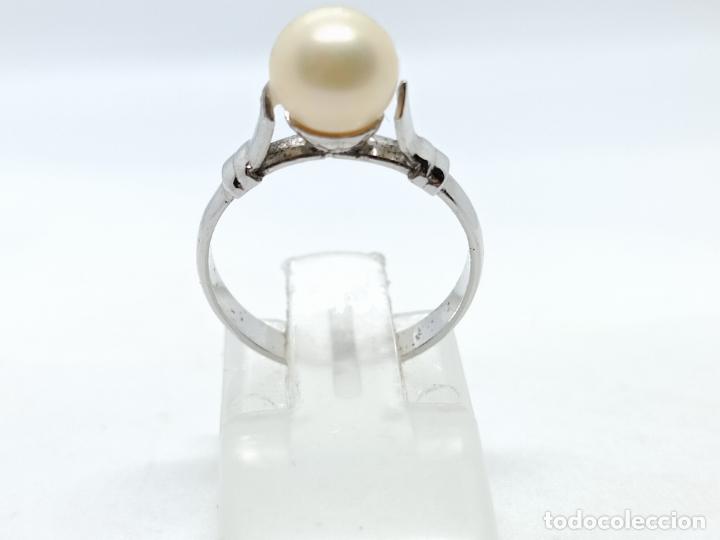 Joyeria: Elegante anillo antiguo en plata de ley contrastada con perla - Foto 3