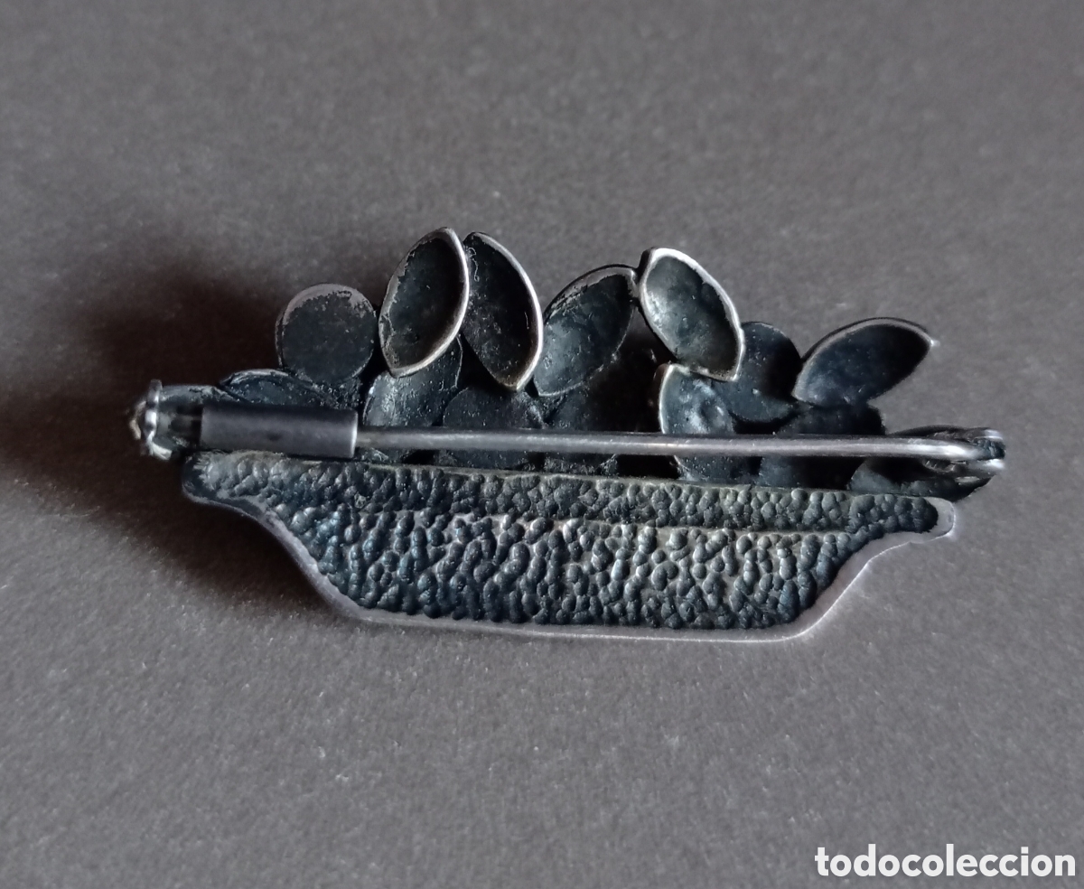 Joyeria: ⚜️FABULOSO BROCHE DE PLATA ESMALTE Y CORAL - Foto 4
