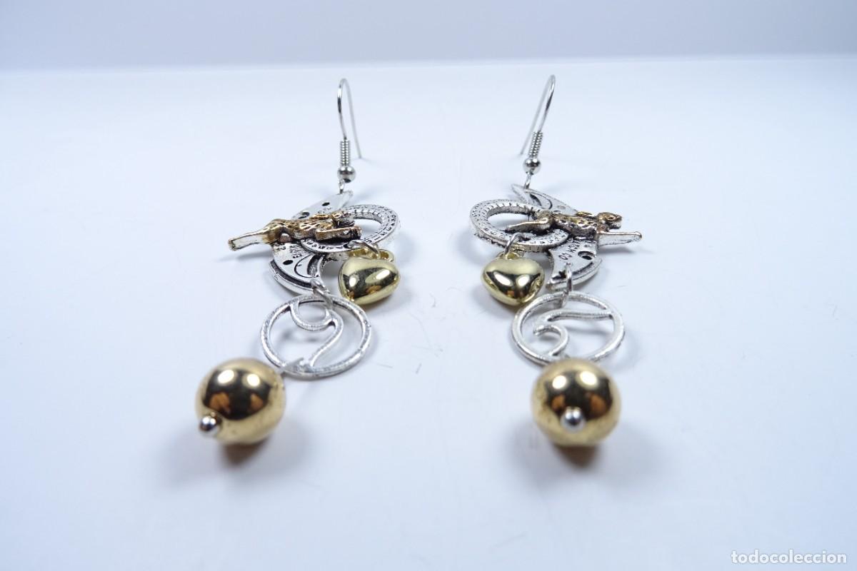 Joyeria: Original pendientes largos combinado en plata y oro - Foto 2