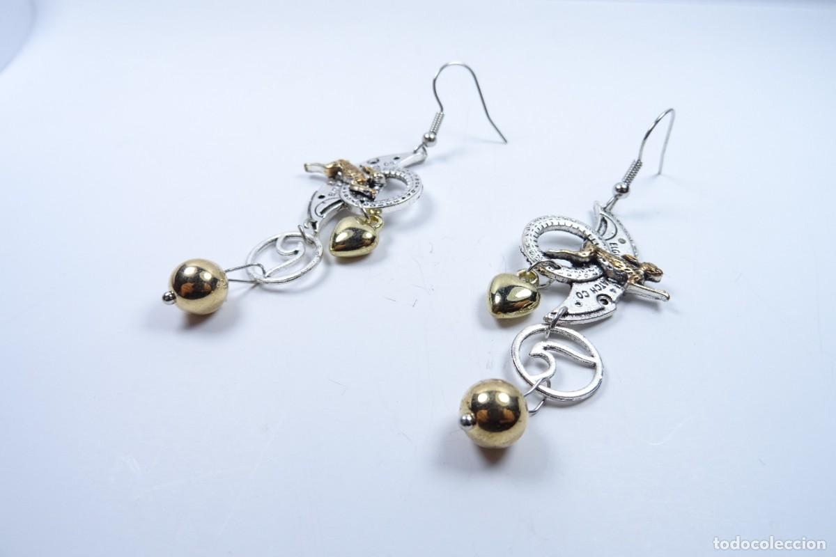 Joyeria: Original pendientes largos combinado en plata y oro - Foto 4