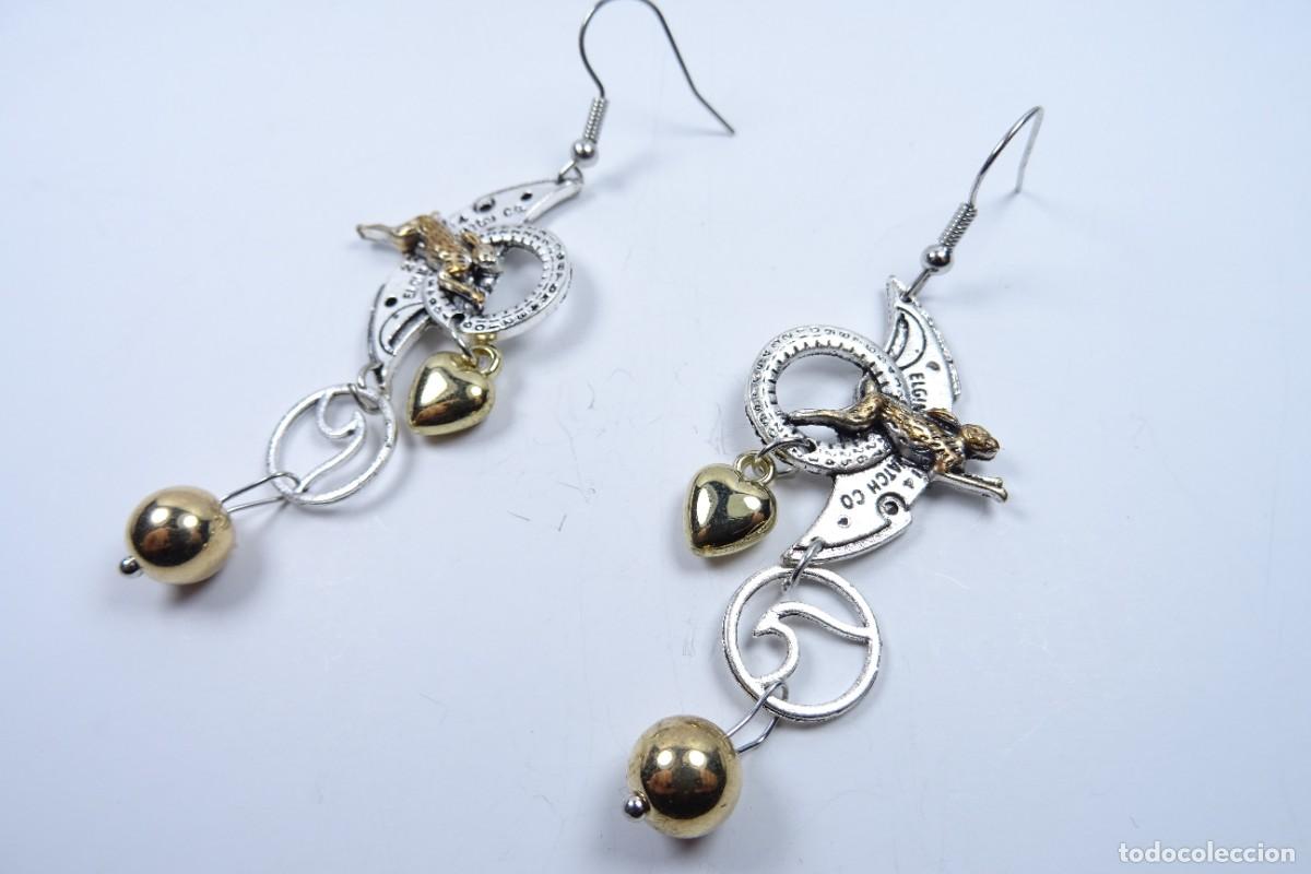Joyeria: Original pendientes largos combinado en plata y oro - Foto 5