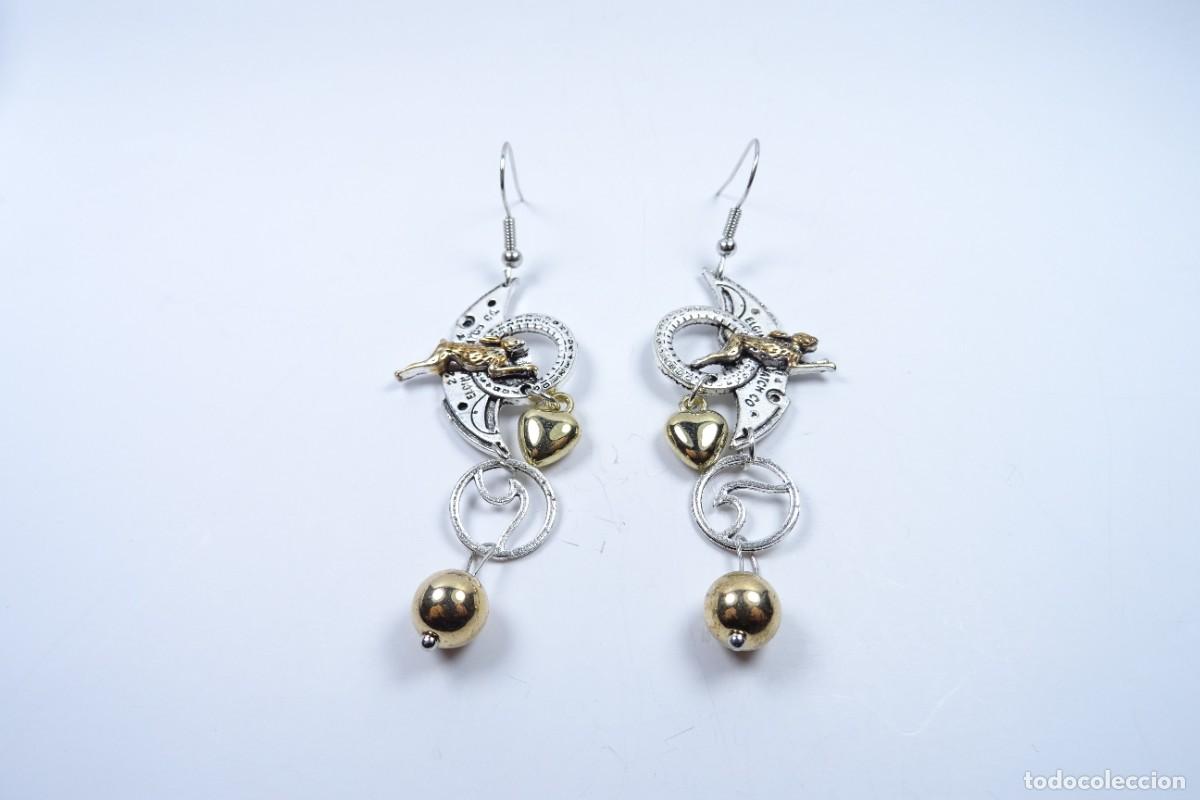 Joyeria: Original pendientes largos combinado en plata y oro - Foto 6