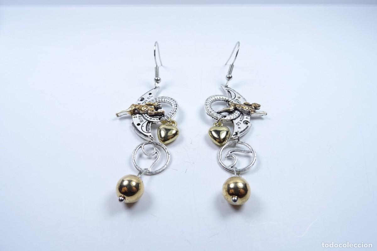 Joyeria: Original pendientes largos combinado en plata y oro - Foto 7