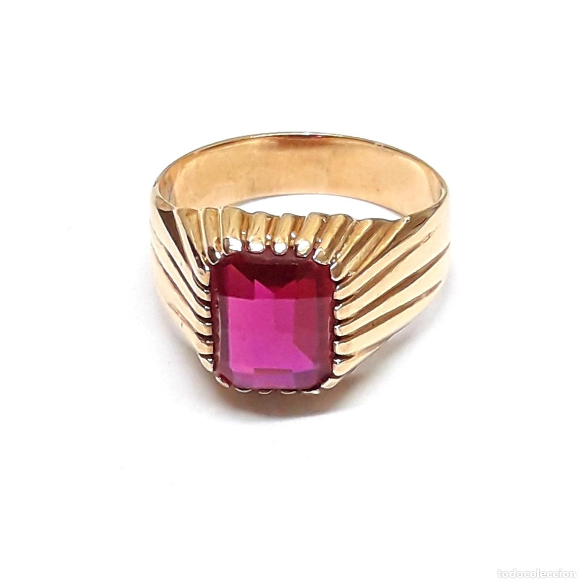 Joyeria: BELLO SELLO GALLONADO EN ORO DE LEY CON GRANATE - Foto 1