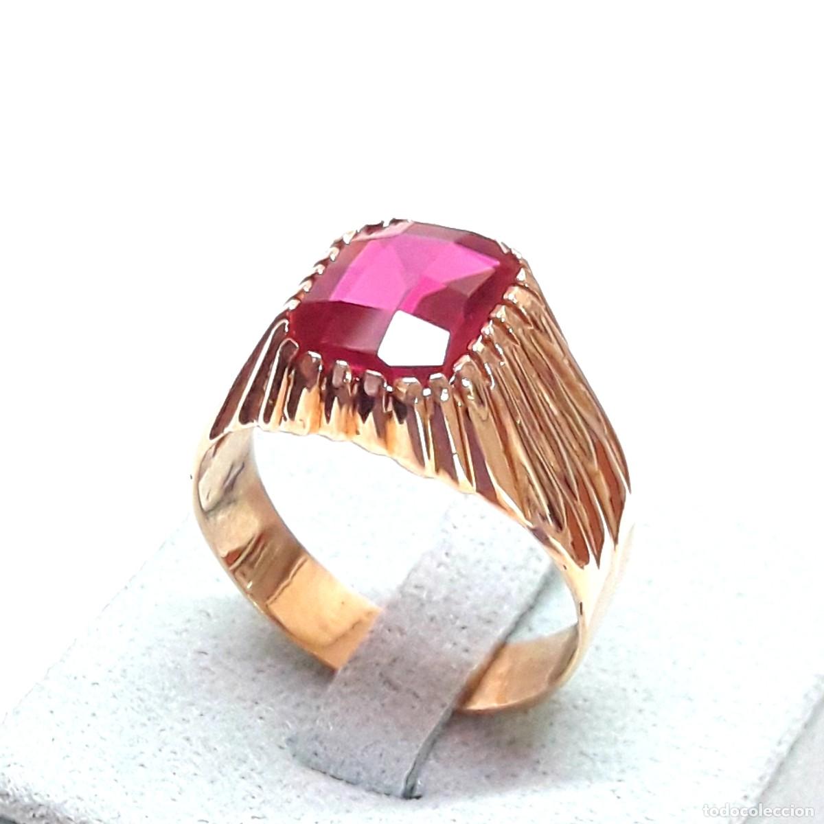 Joyeria: BELLO SELLO GALLONADO EN ORO DE LEY CON GRANATE - Foto 2