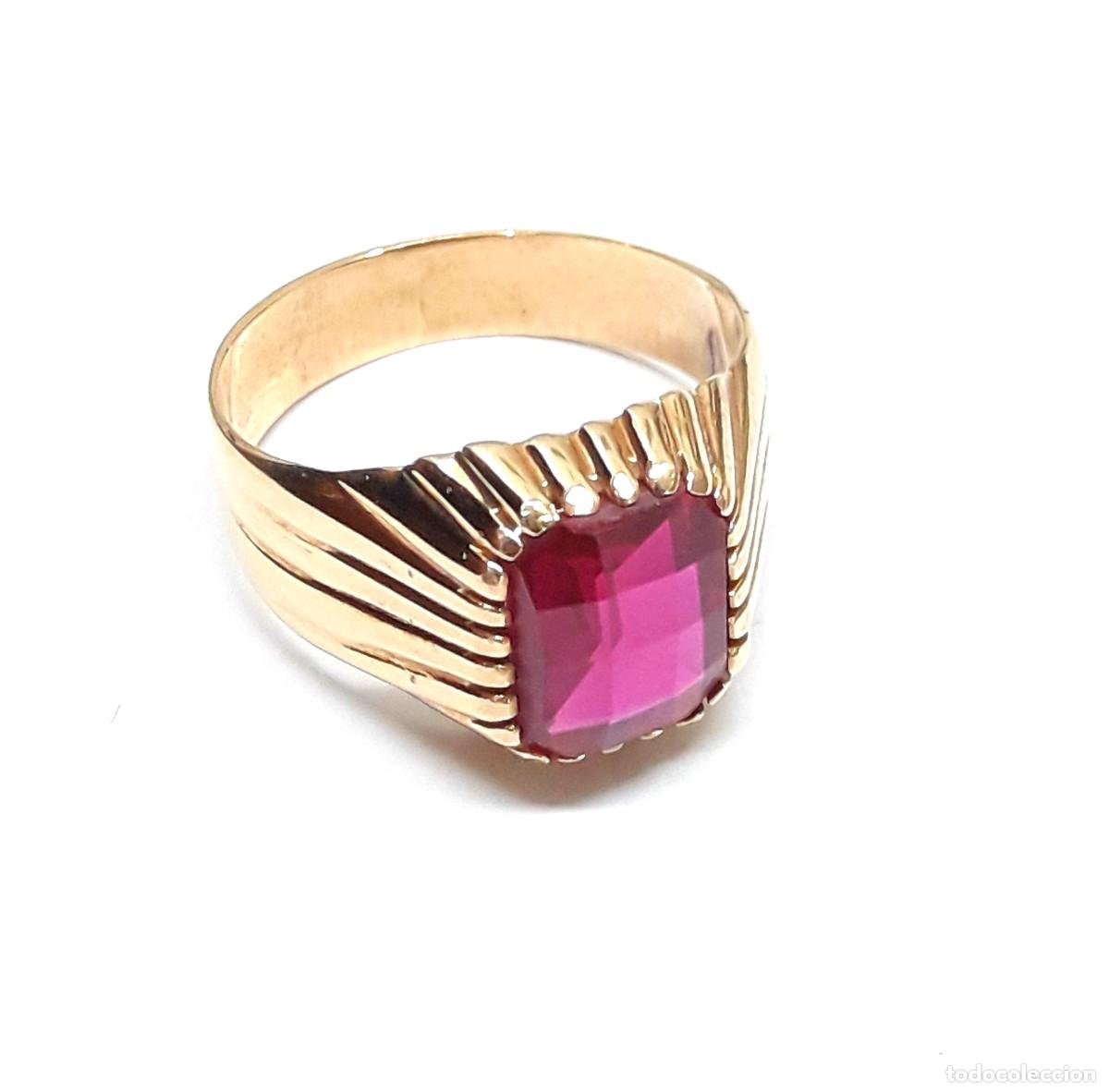 Joyeria: BELLO SELLO GALLONADO EN ORO DE LEY CON GRANATE - Foto 3