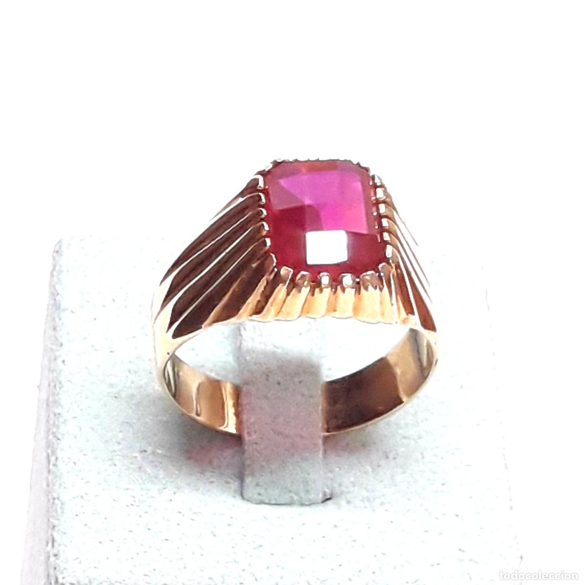 Joyeria: BELLO SELLO GALLONADO EN ORO DE LEY CON GRANATE - Foto 5