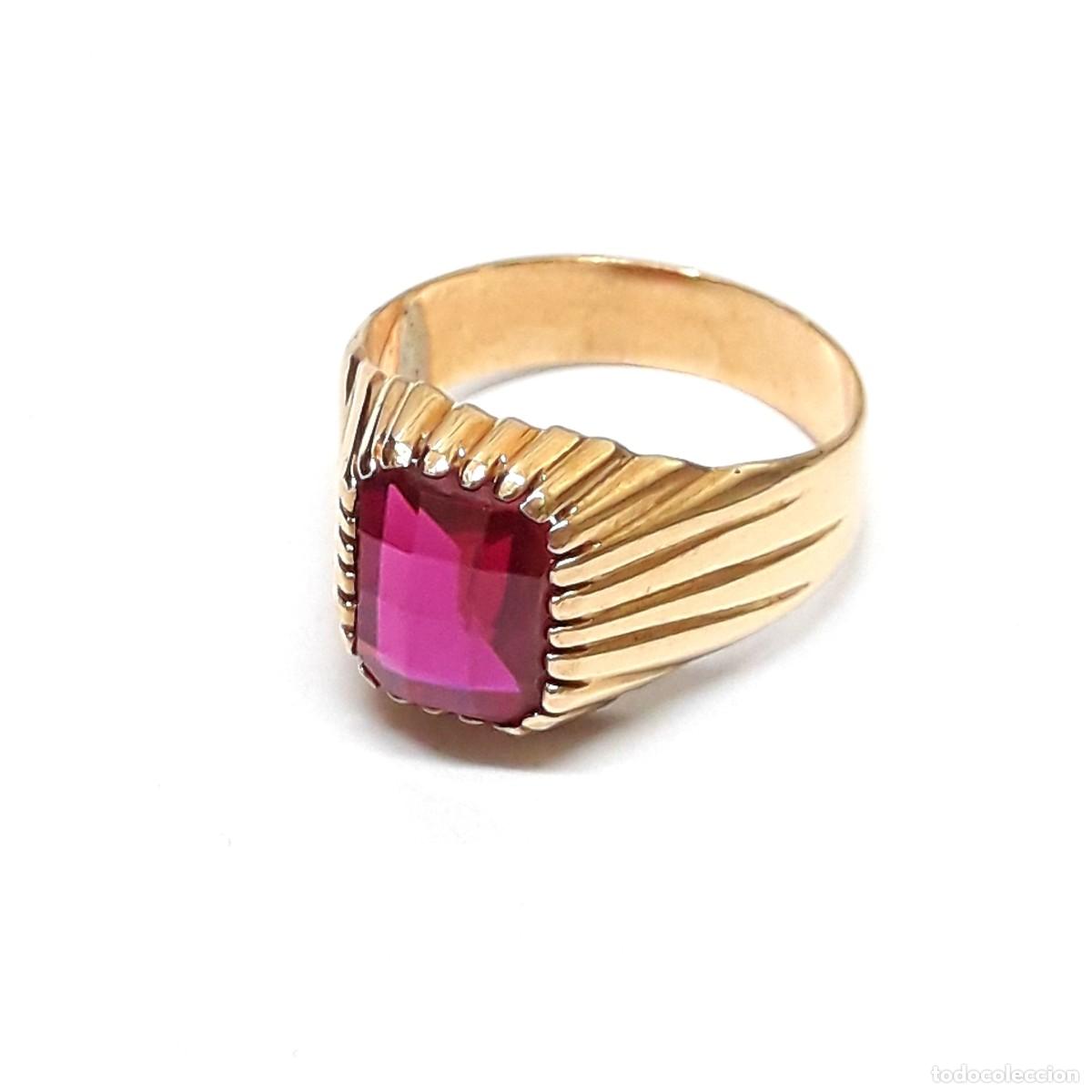Joyeria: BELLO SELLO GALLONADO EN ORO DE LEY CON GRANATE - Foto 6