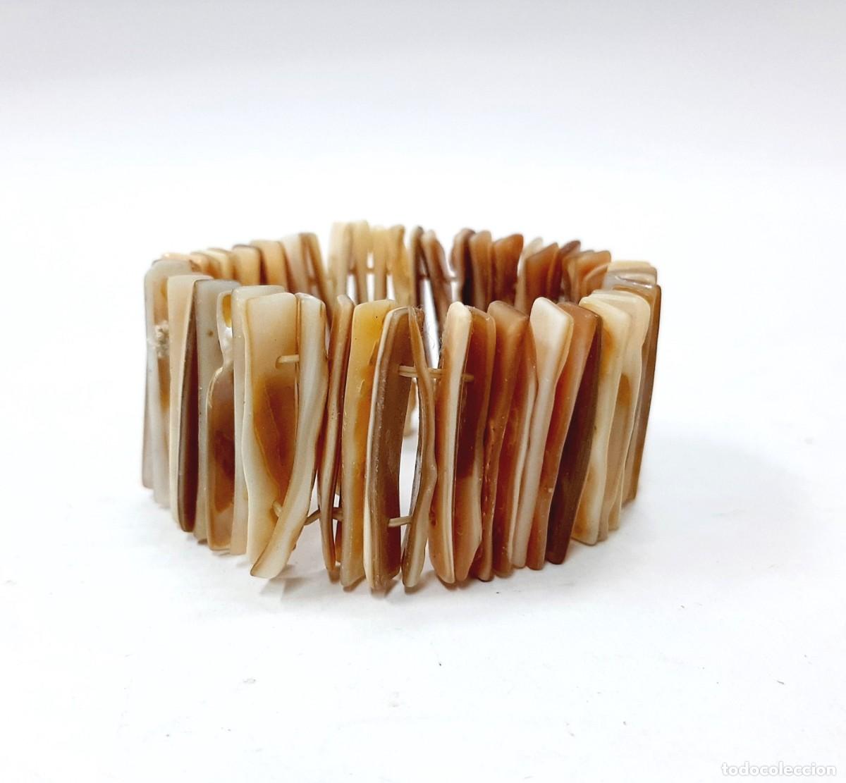 Joyeria: Pulsera el&aacute;stica de lamels de n&aacute;car vintage(2.2) - Foto 1