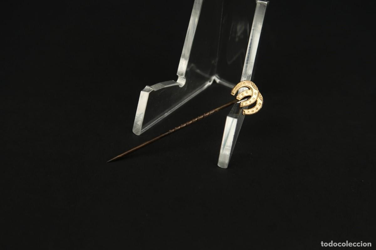Joyeria: Antiguo Broche de Aguja de Plata y Oro - Foto 2