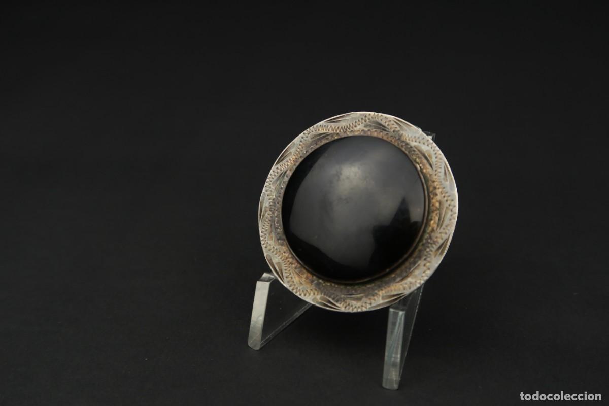 Joyeria: Antiguo Broche de Plata y Obsidiana Mexico - Foto 1