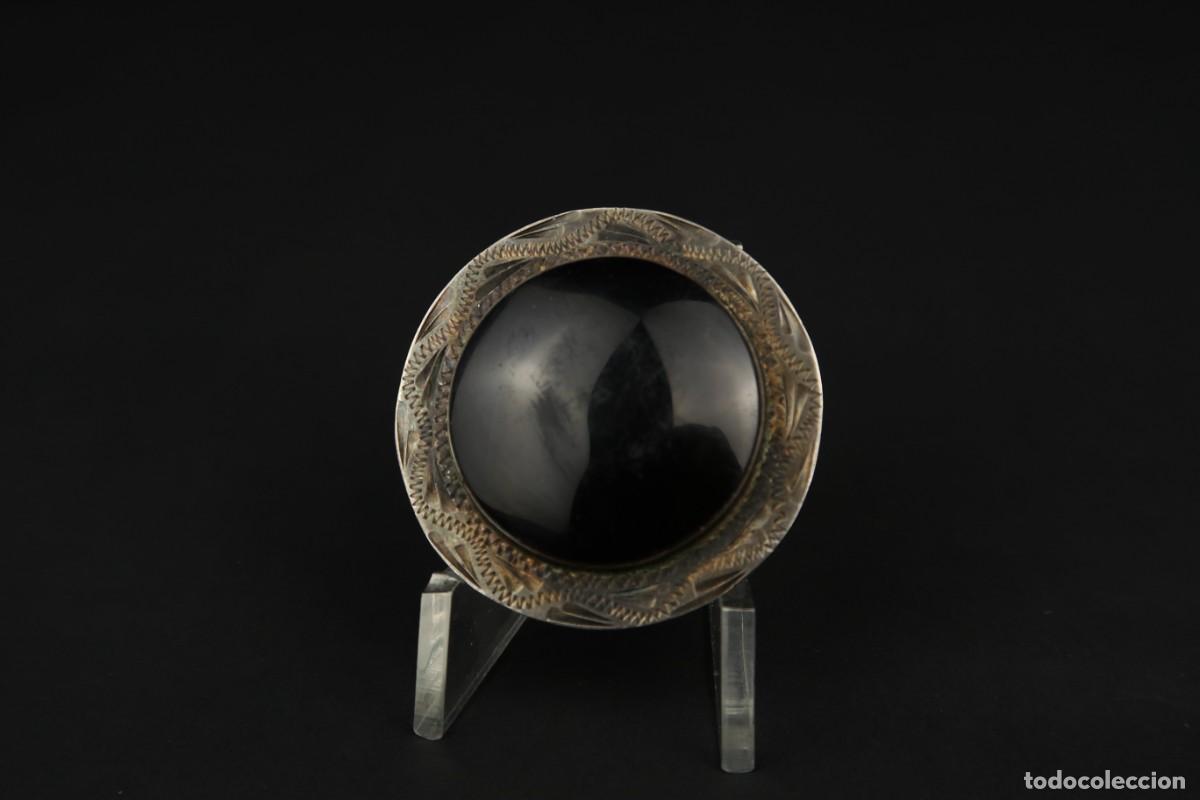 Joyeria: Antiguo Broche de Plata y Obsidiana Mexico - Foto 2
