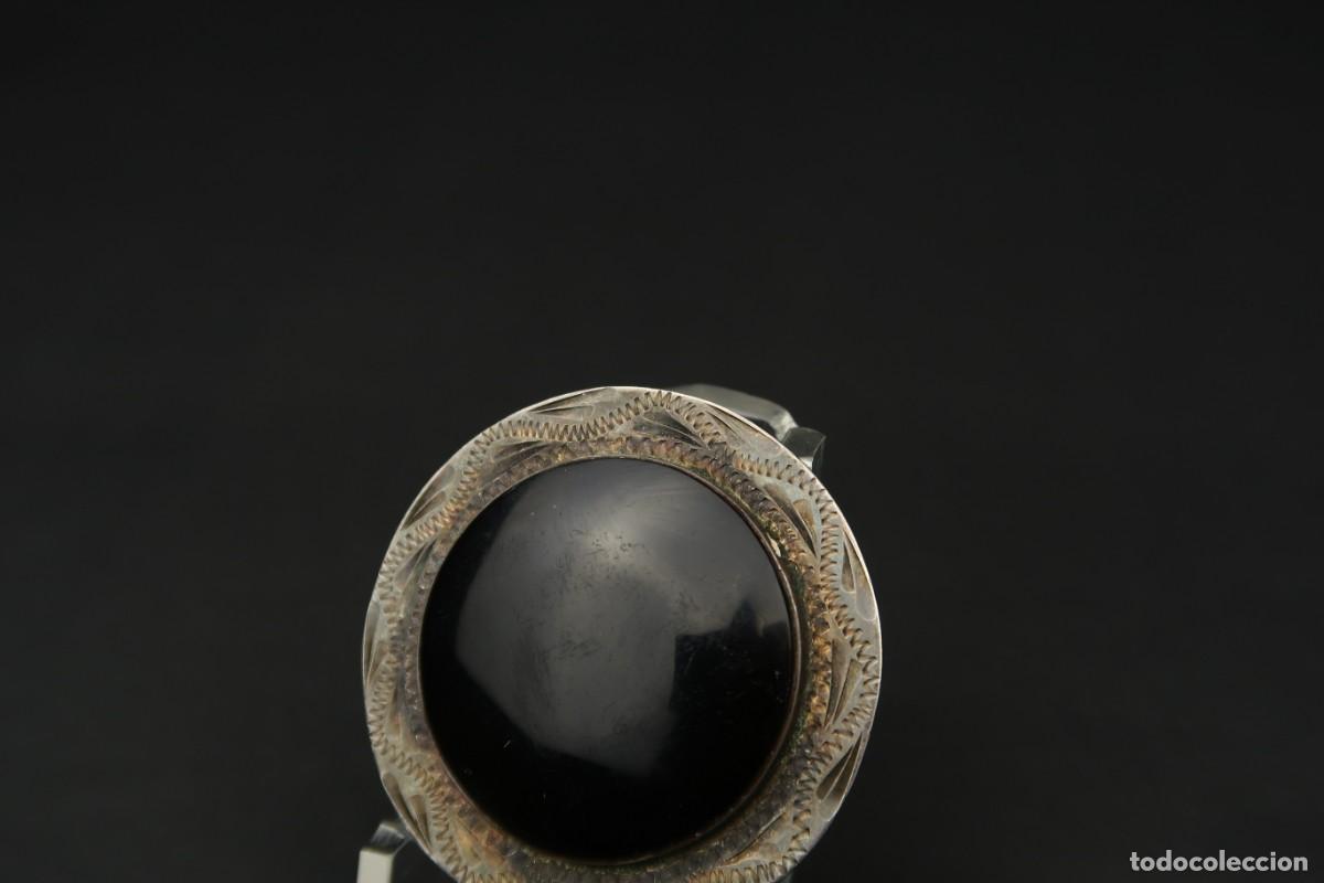 Joyeria: Antiguo Broche de Plata y Obsidiana Mexico - Foto 3