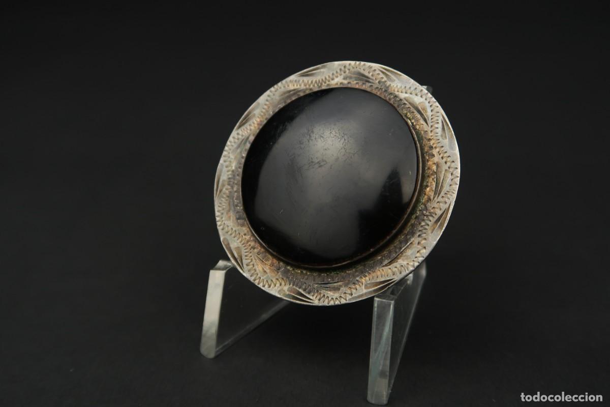 Joyeria: Antiguo Broche de Plata y Obsidiana Mexico - Foto 4