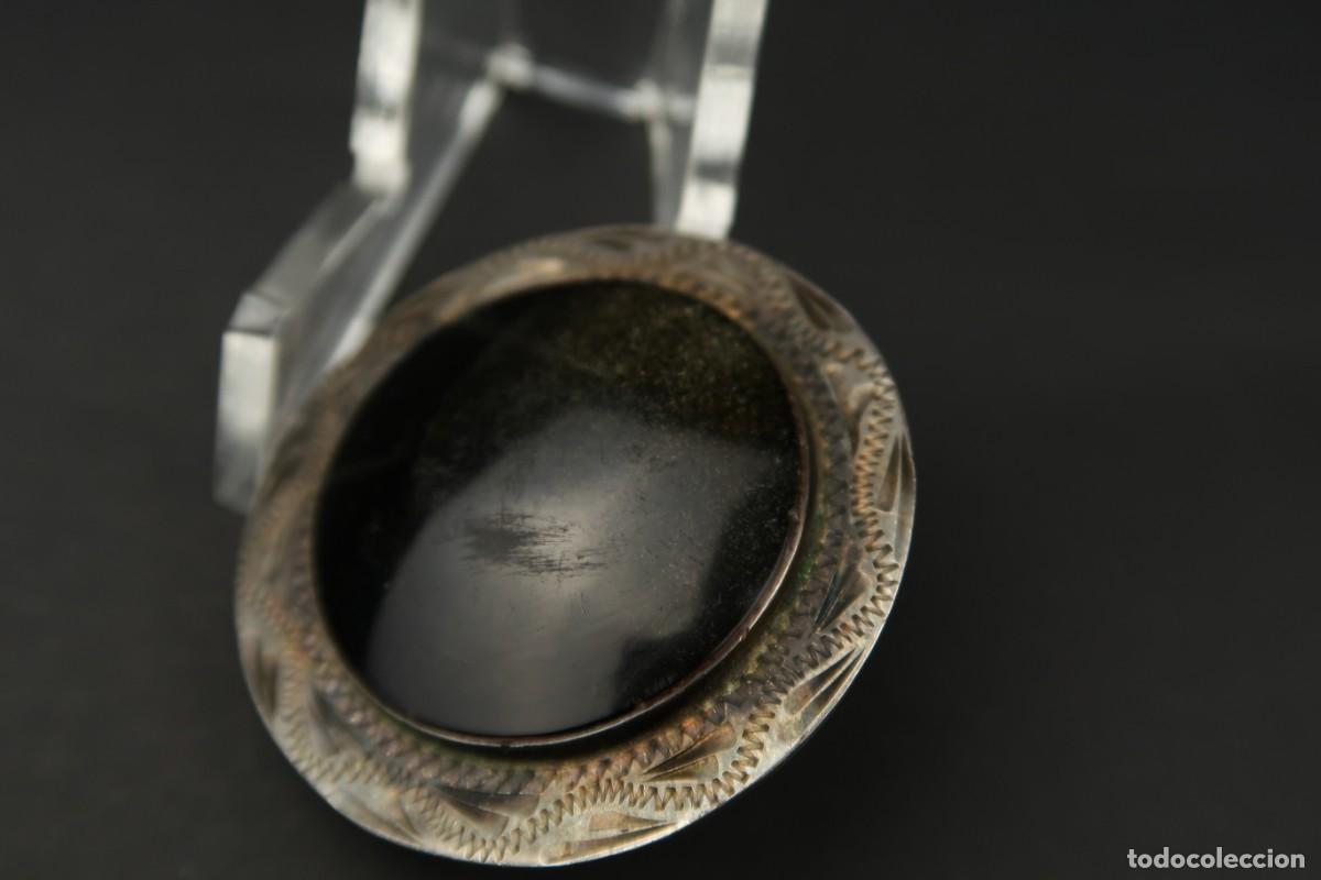 Joyeria: Antiguo Broche de Plata y Obsidiana Mexico - Foto 5