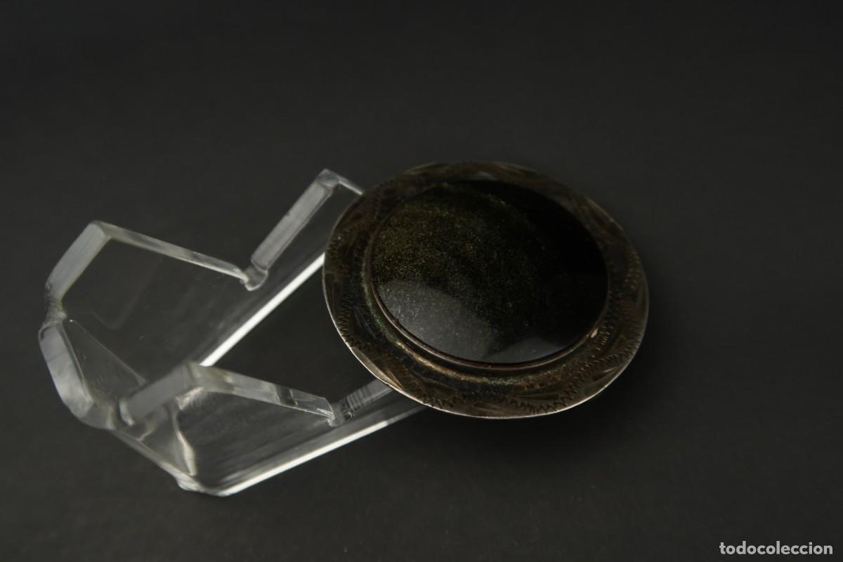 Joyeria: Antiguo Broche de Plata y Obsidiana Mexico - Foto 6