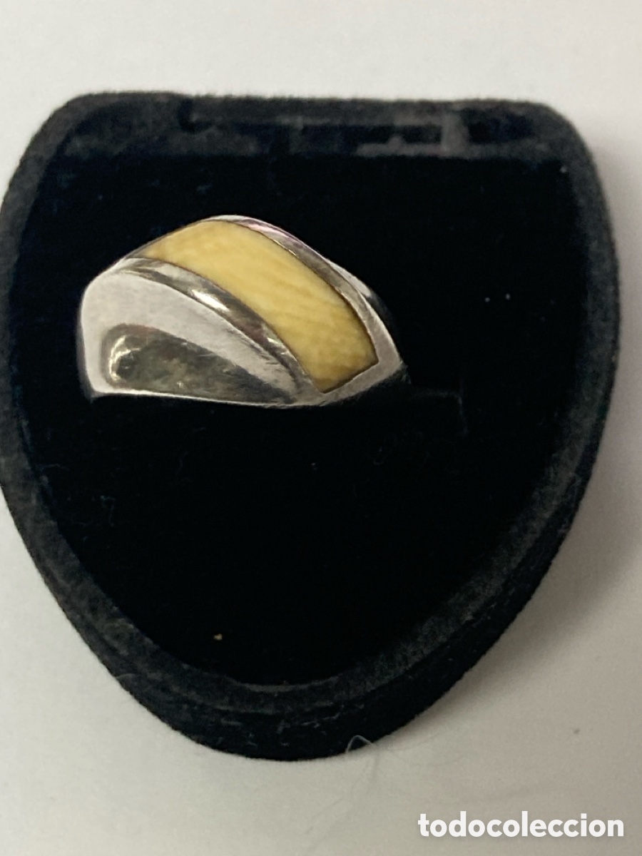 Joyeria: Anillo de plata hueso incrustado/S91 - Foto 2